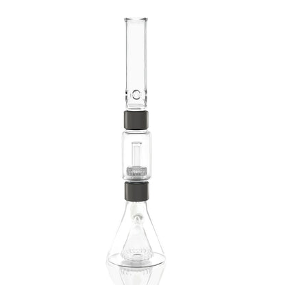 Percolated Beaker Double Stack - black glass, back view