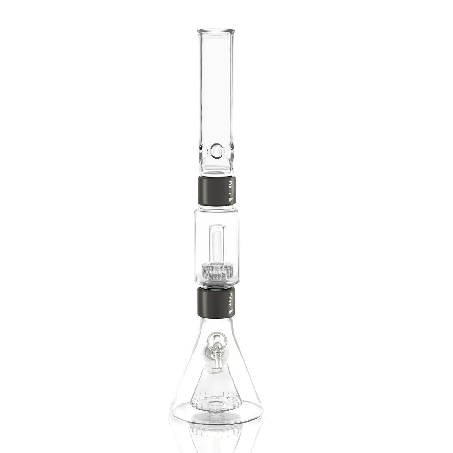 Percolated Beaker Double Stack - black glass, front view