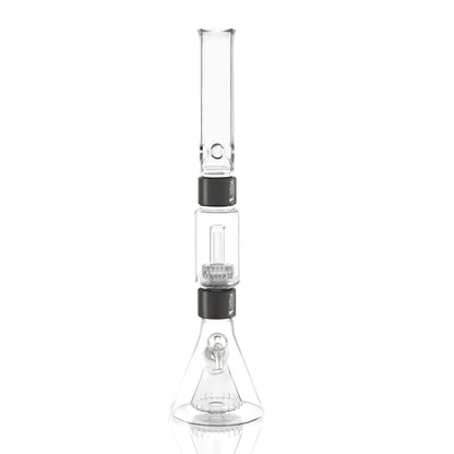 Percolated Beaker Double Stack - black glass, front view