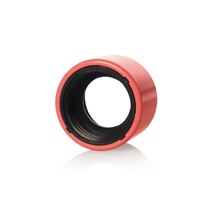A mini gold-colored Prism Halo Connector for modular bong systems. - coral