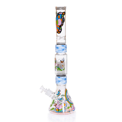 Pond Life Beaker Double Stack with frogs, lily pads, and butterflies decal design