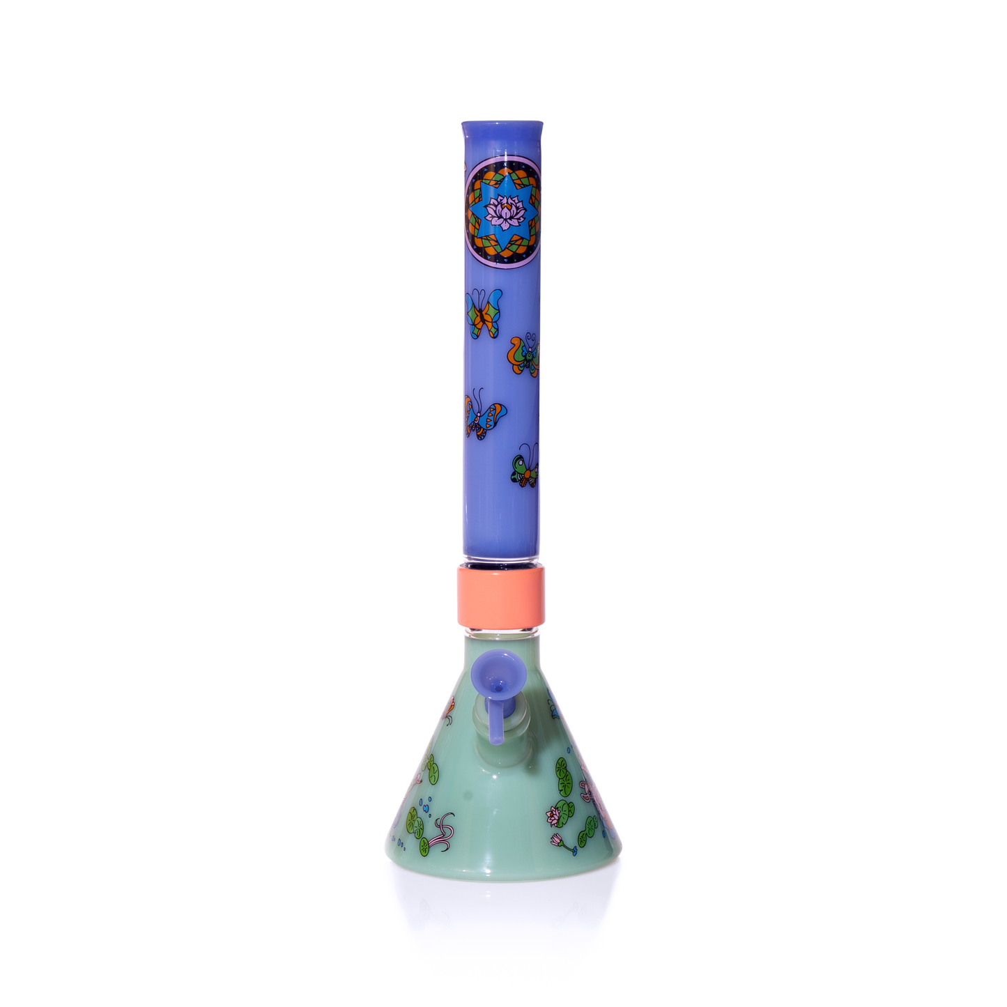 MINI Pond Life Tall Beaker with colorful pond-themed decal design