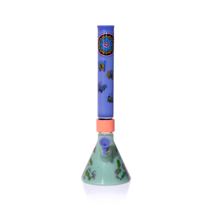 MINI Pond Life Tall Beaker with colorful pond-themed decal design