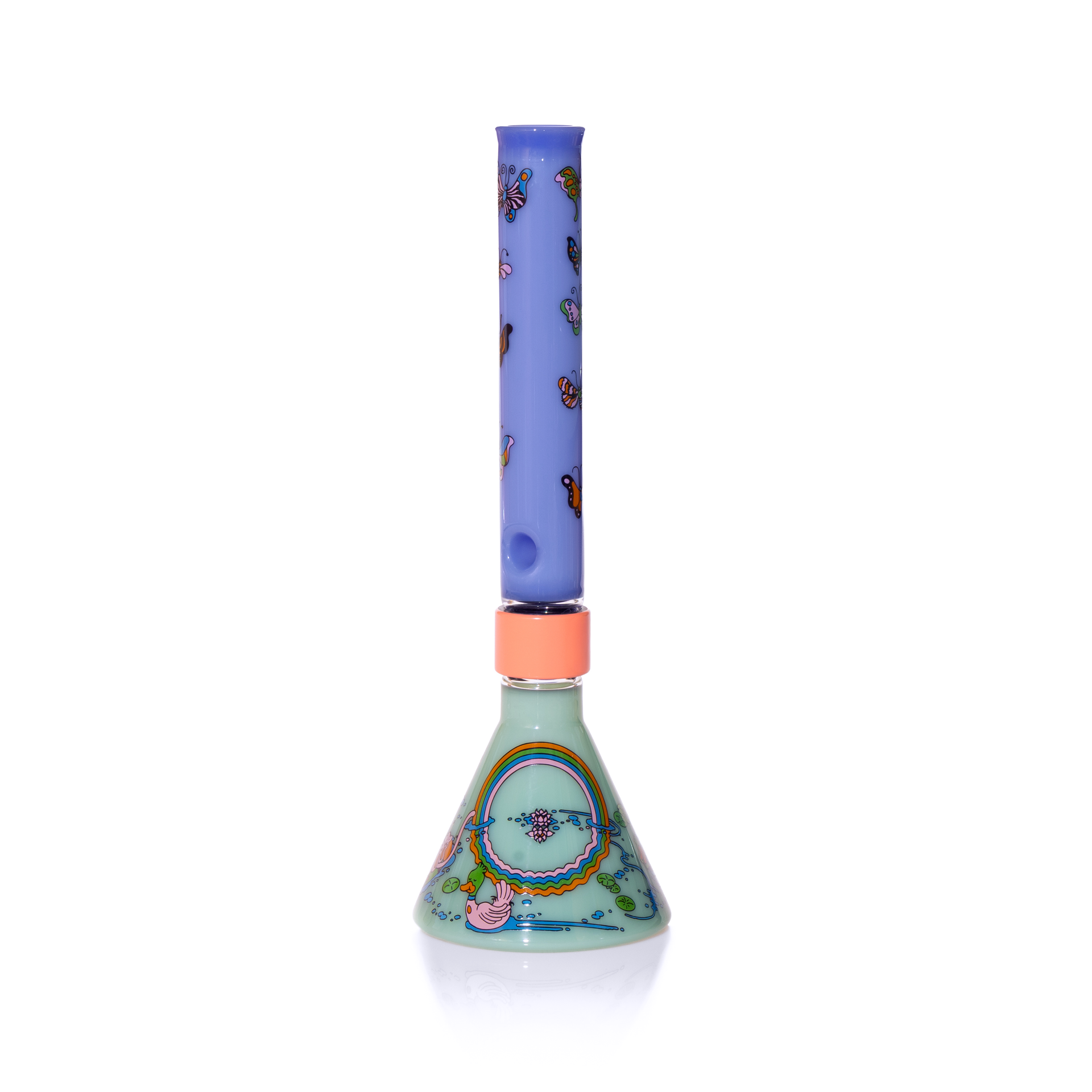 MINI Pond Life Tall Beaker with colorful pond-themed decal design