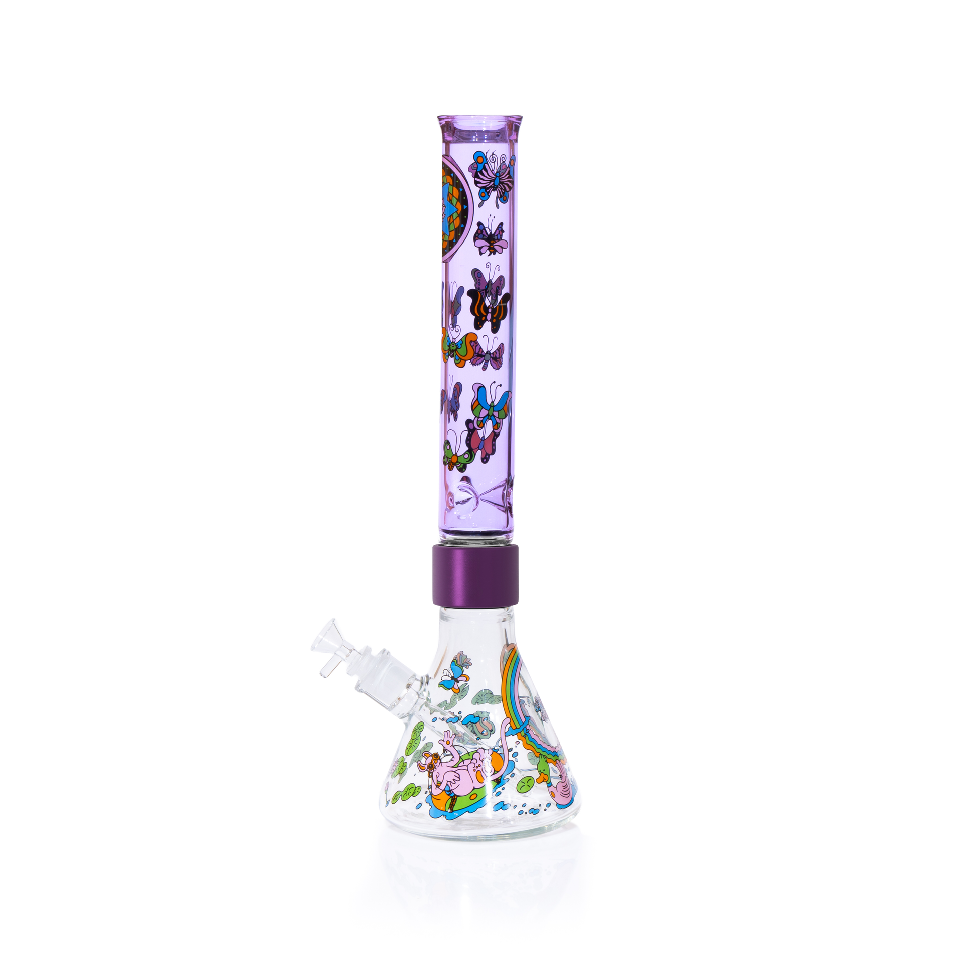 Pond Life Tall Beaker in purple with lily pad decal design