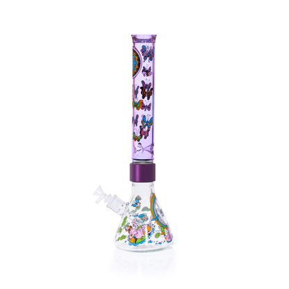 Pond Life Tall Beaker in purple with lily pad decal design