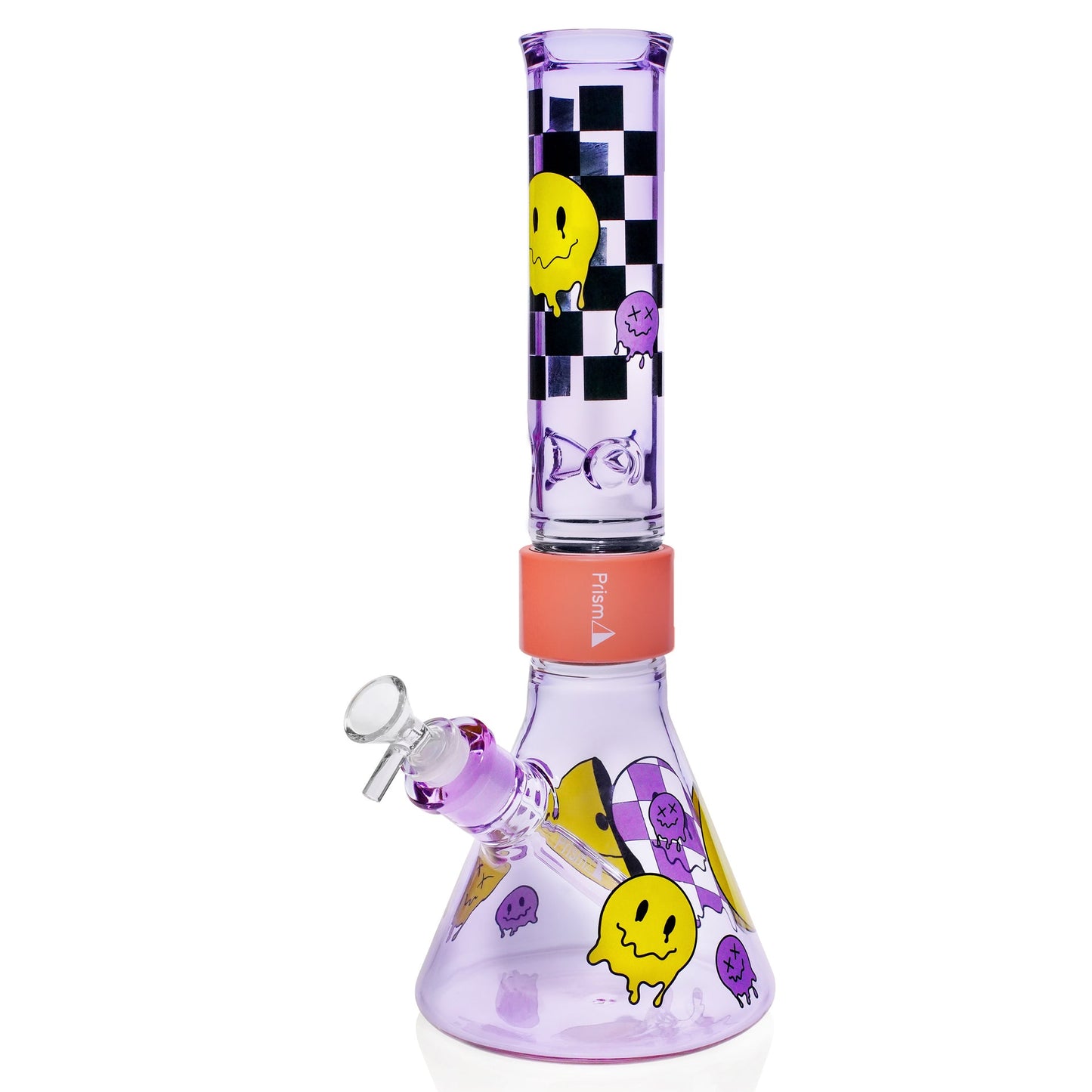 Beaker Halo function glass water pipe, clear with colorful accents, 12 inches. - grape jolly