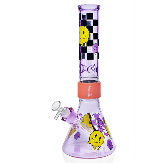 Beaker Halo function glass water pipe, clear with colorful accents, 12 inches. - grape jolly