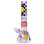 Beaker Halo function glass water pipe, clear with colorful accents, 12 inches. - grape jolly