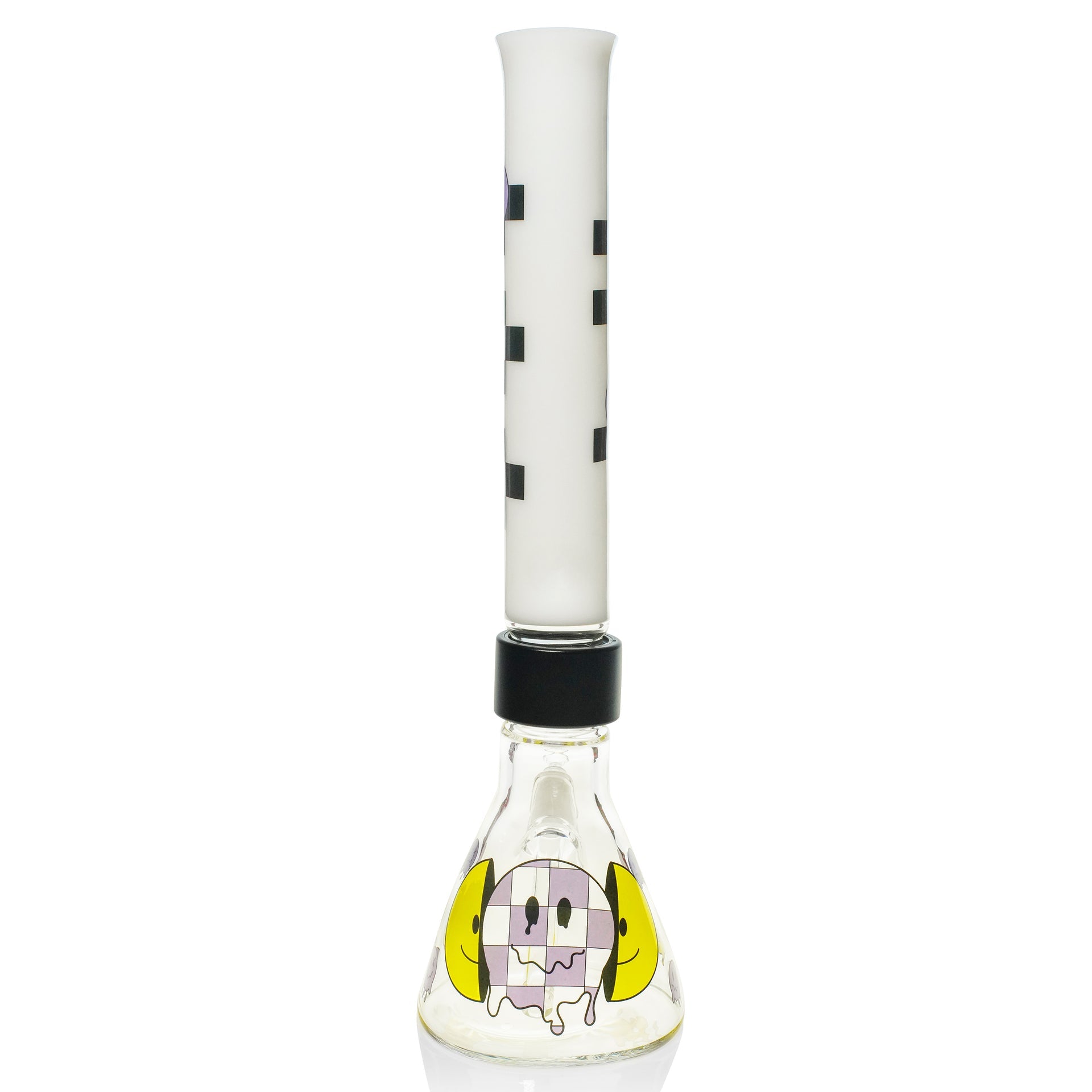 Smile Tall Beaker - white glass, back view