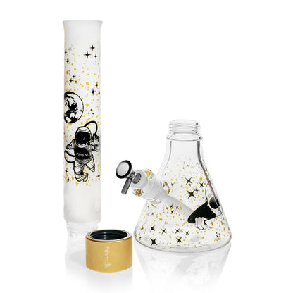 Spaced Out Tall Beaker - white glass, disassembled view