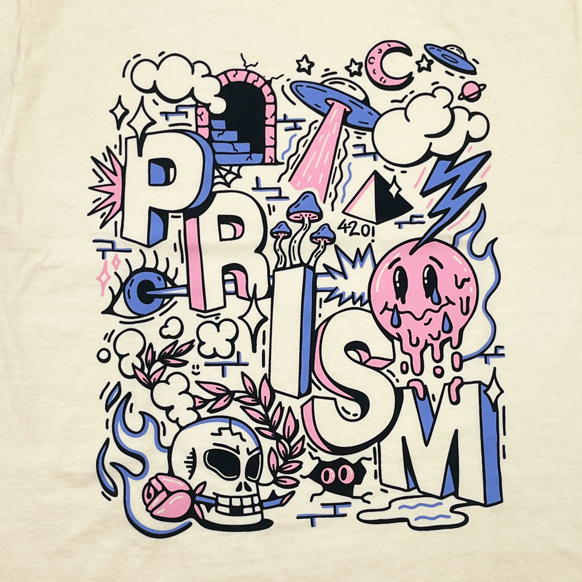 Aliens, Mushrooms, & Laser Beams Tee in pink