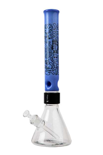 Blueberry tall vase, deep blue color, ceramic, 12 inches high.