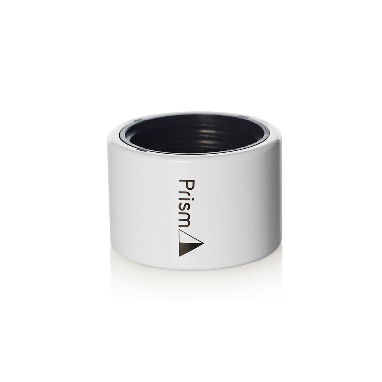 A mini gold-colored Prism Halo Connector for modular bong systems. - white