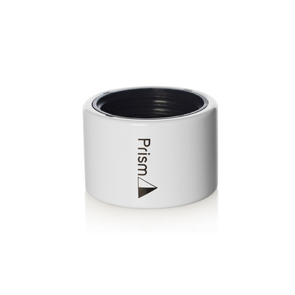 A mini gold-colored Prism Halo Connector for modular bong systems. - white