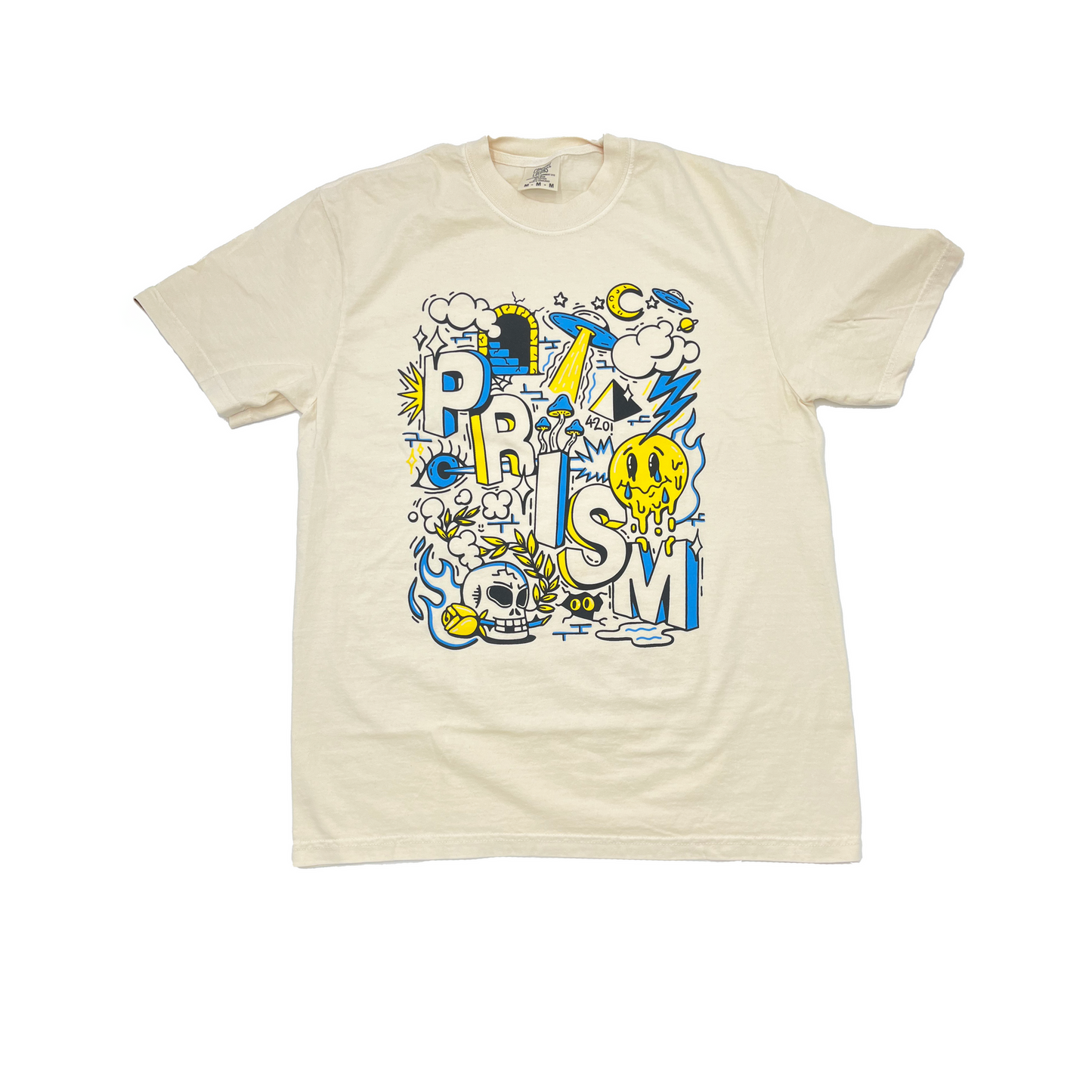 Aliens, Mushrooms, & Laser Beams Tee in blue